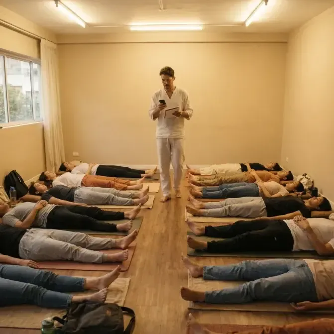 Group breathwork session in a shared studio
